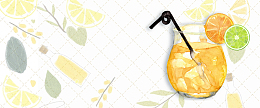 饮品卡通黄色海报背景banner