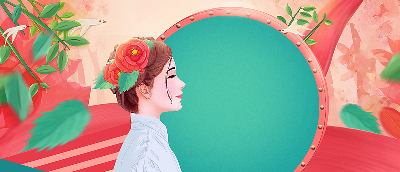 三八妇女节小清新文艺手绘背景