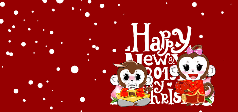 手绘卡通猴子新年背景