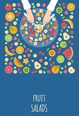 新鲜丰富水果沙拉海报背景素材