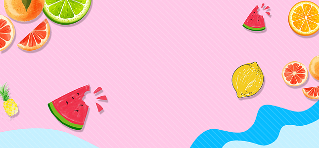 盛夏水果饮料美食粉色背景