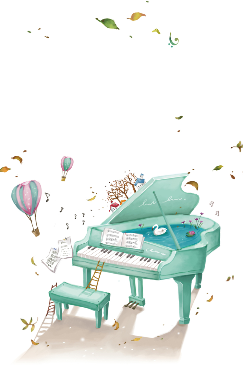 手绘儿童音乐培训招生海报psd分层背景