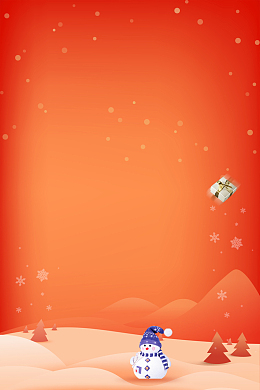 卡通雪人文艺简约橙色banner