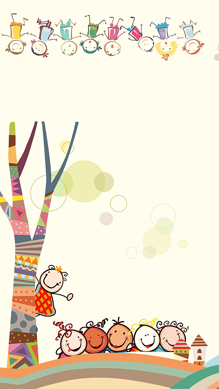 卡通童趣手绘psd分层h5背景