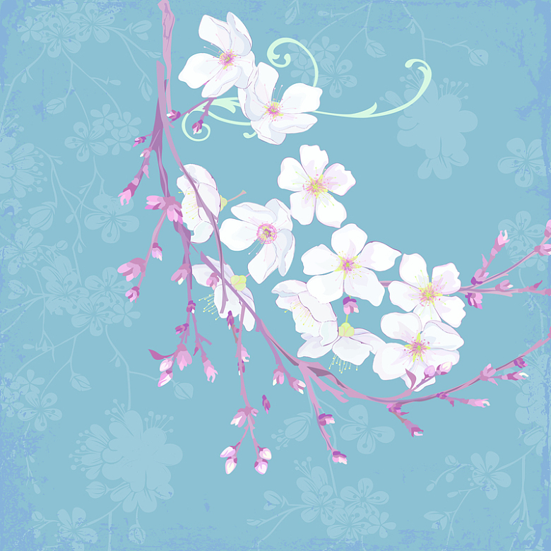 手绘水彩梅花背景