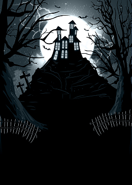 幽深黑暗主题的万圣节兼游乐场鬼屋背景素材