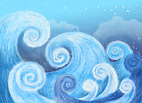 海浪卡通背景素材