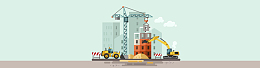 扁平化建筑施工插画矢量素材