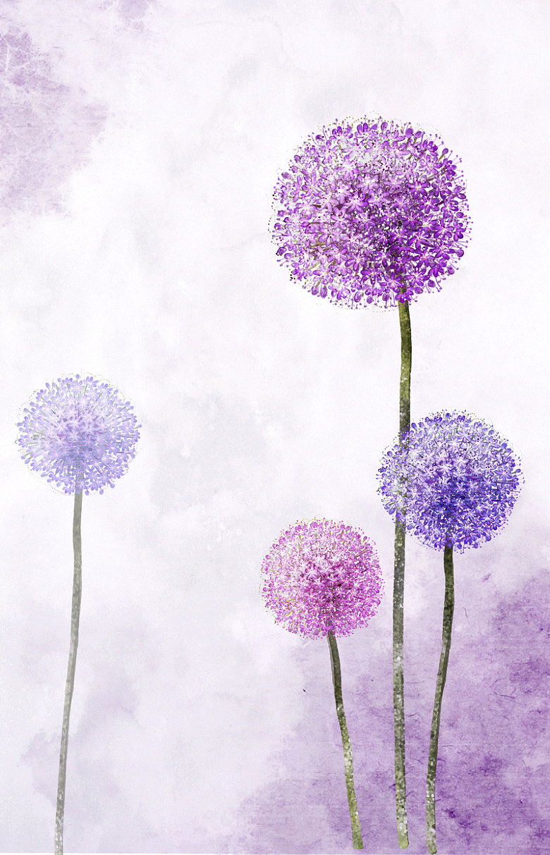 紫色手绘花朵背景
