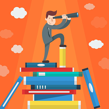 童趣卡通图书馆学习海报背景素材