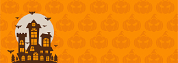 万圣节排队卡通手绘橙色banner