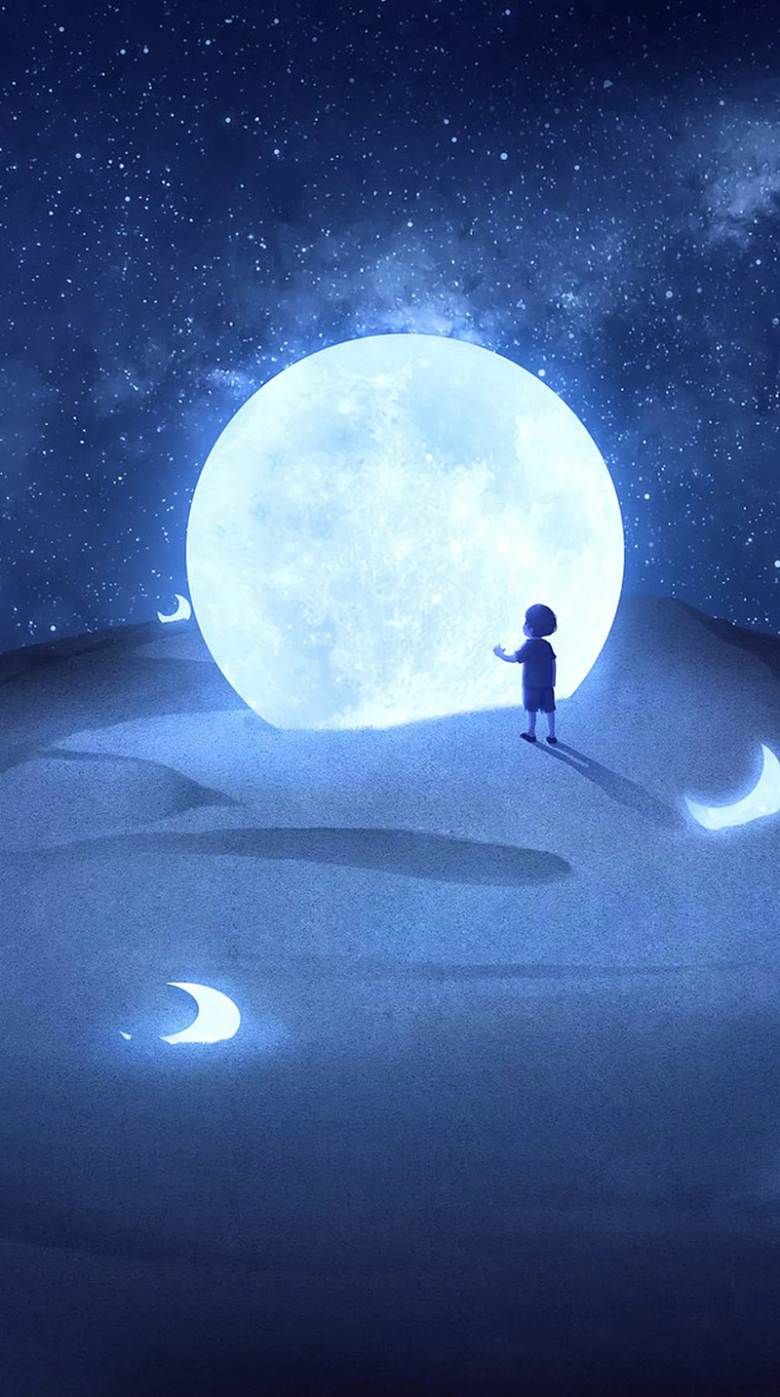卡通儿童月亮星空平面广告