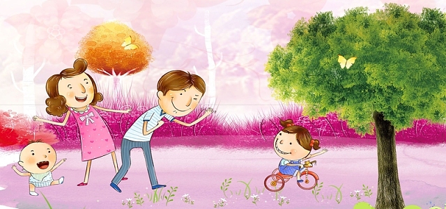 亲子粉色海报背景