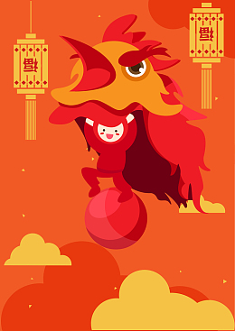 红色卡通矢量2017鸡年除夕元宵节背景