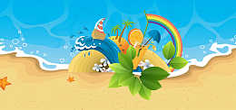 蓝色沙滩贝壳海洋banner背景