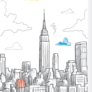 卡通城市简笔画背景