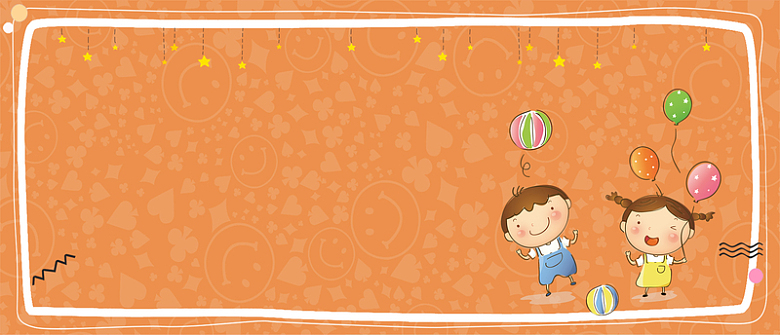 61儿童节卡通气球几何边框橙色背景