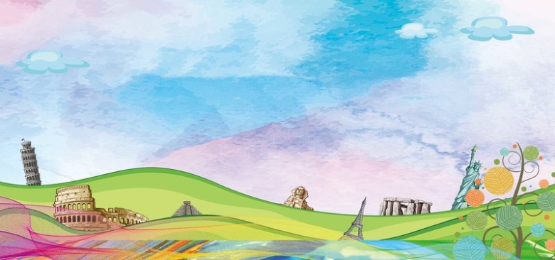 文明旅游卡通海报背景免抠素材免费下载_觅元素51yuansu.com