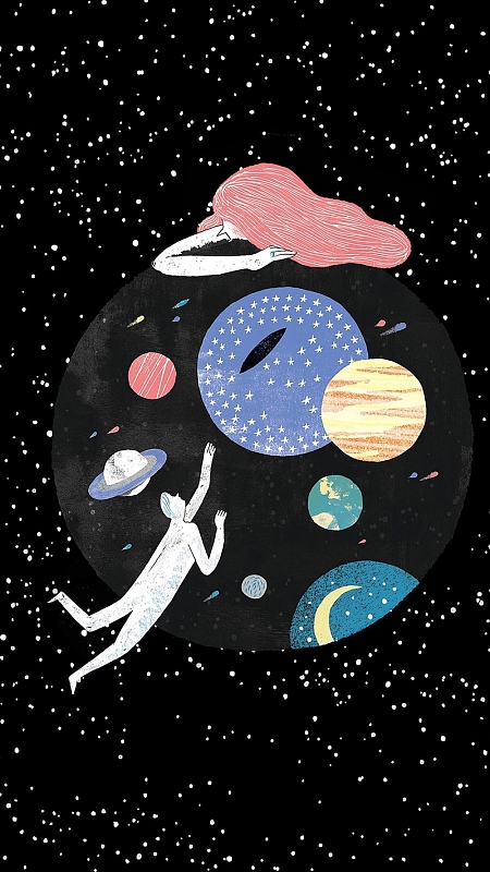 黑色星空插画h5背景