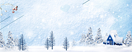 唯美雪景小清新手绘蓝色banner