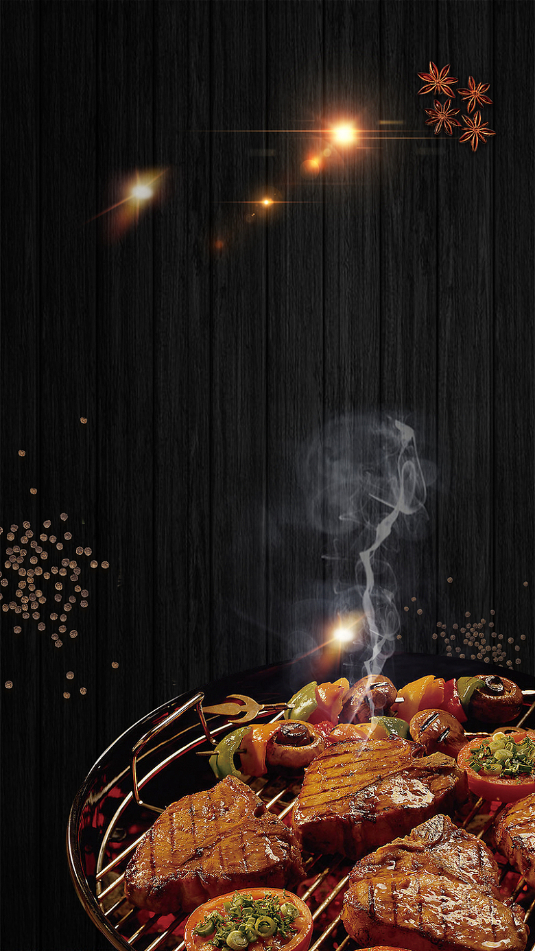 烧烤烤肉H5自助宣传海报背景psd下载