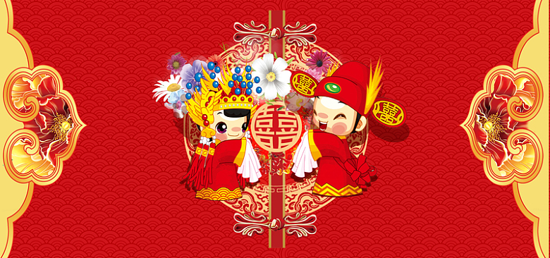 中式婚庆纹理红色banner背景