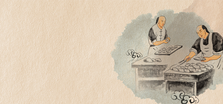 传统中华美食生煎包中国风纹理背景