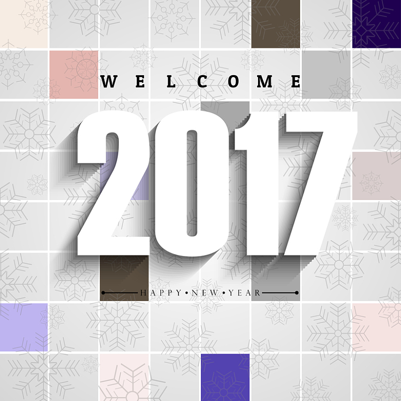 2017新年方块雪花背景素材