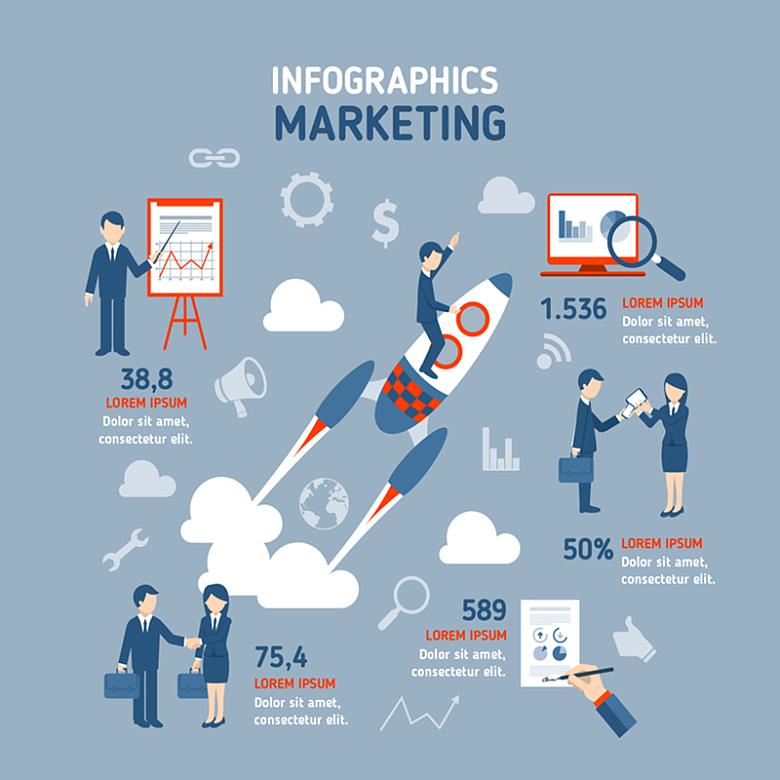 商务人物市场营销信息图矢量背景素材
