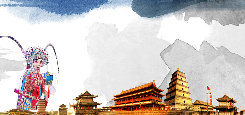 京剧古都国内旅游海报背景