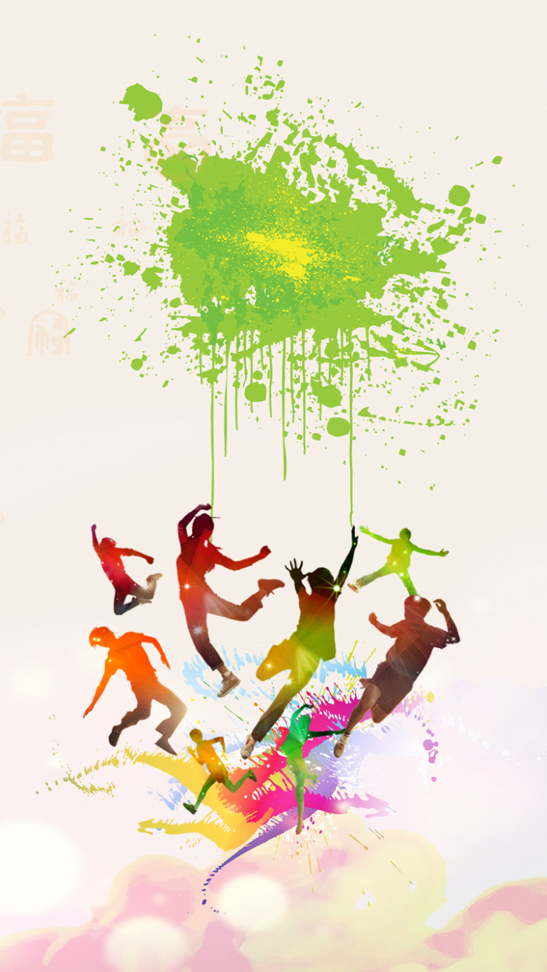 白色卡通喷墨微商宣传海报背景素材