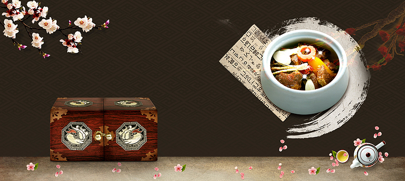 深色中国传统美食炖菜宣传背景