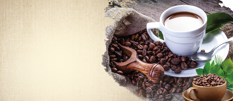 麻布纹理咖啡豆咖啡菜单海报背景素材