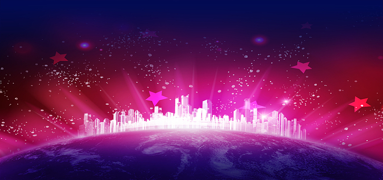 梦幻高清紫色系城市剪影背景图片