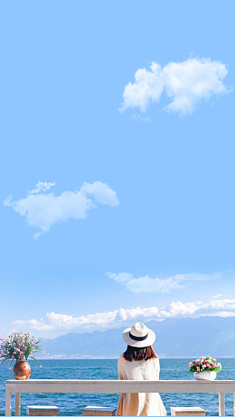 蓝色天空摄影风景旅游背景