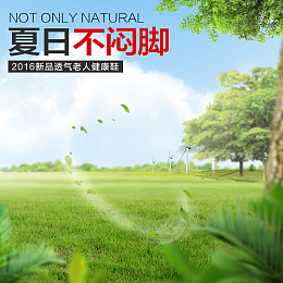 户外草地老人健康鞋PSD分层主图背景素材
