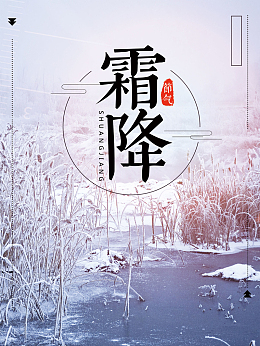 唯美大自然芦苇霜降海报背景psd