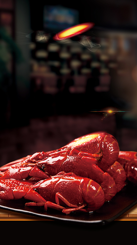 灰色摄影麻辣小龙虾psd分层h5背景素材