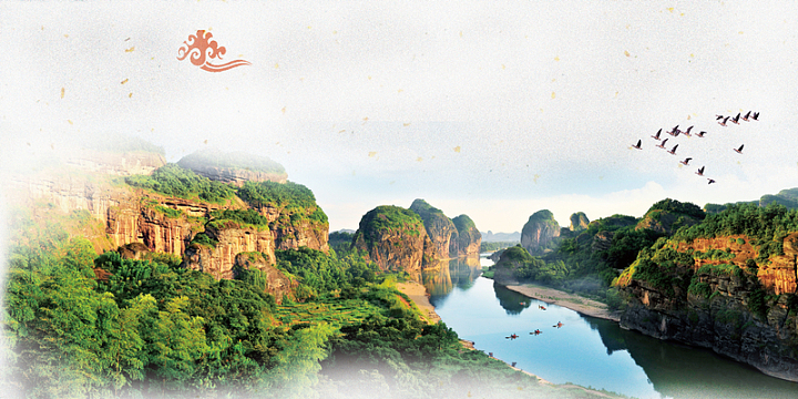 江西龙虎山旅游宣传海报背景素材