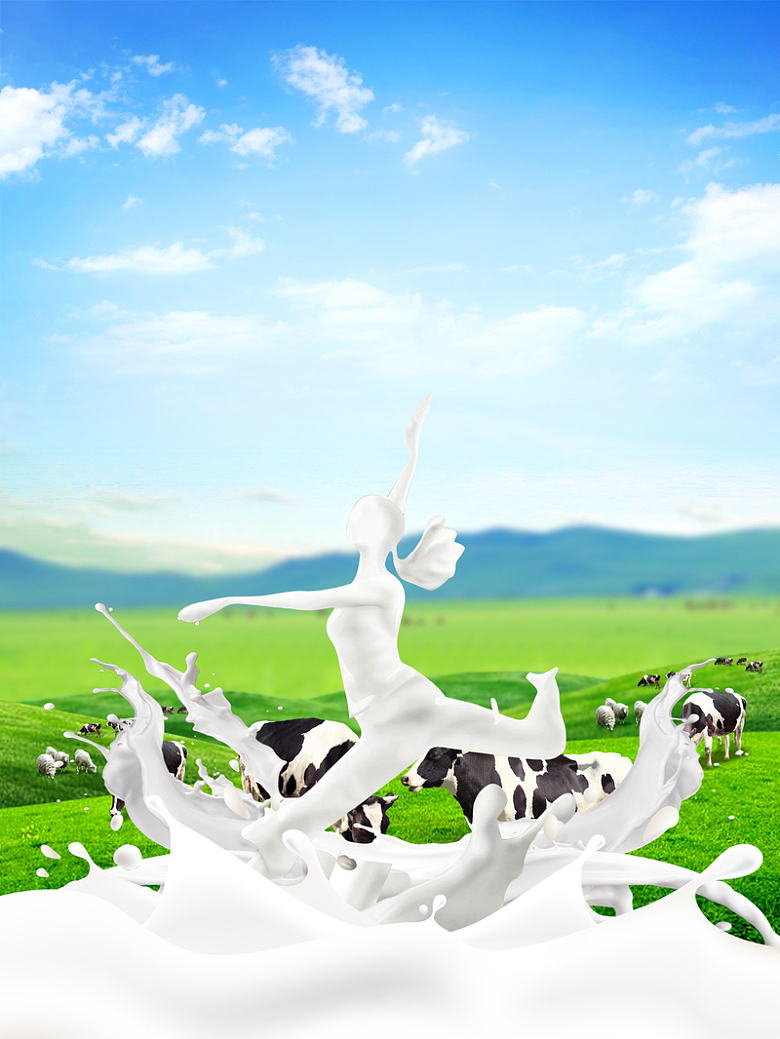 天然有机奶产品海报背景模板