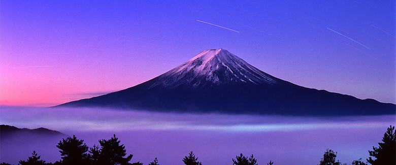 日本富士山夜景美景背景