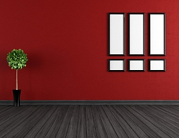 客厅红色墙纸照片墙效果图片