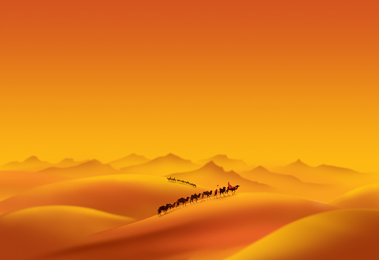 西域新疆沙漠海报背景素材