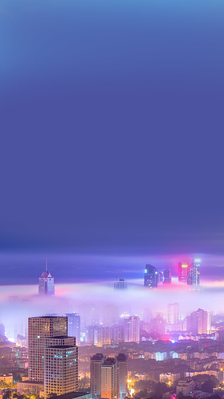 云雾青岛建筑背景