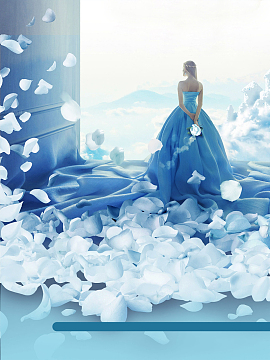 唯美花瓣婚纱摄影促销海报背景psd