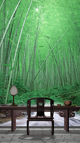竹林家具木椅H5背景