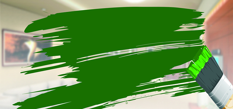 装修手绘绿色海报banner背景