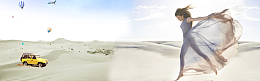 美女沙漠风景汽车宣传banner