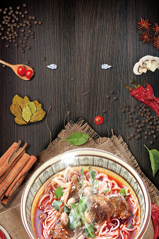 简约创意菜谱美食食物米线背景素材