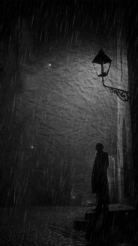 黑白雨夜人物背景